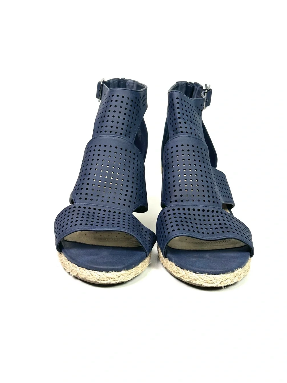 Navy Espadrille Wedge Women’s Sandals Easy Street Tova Size 10 W
